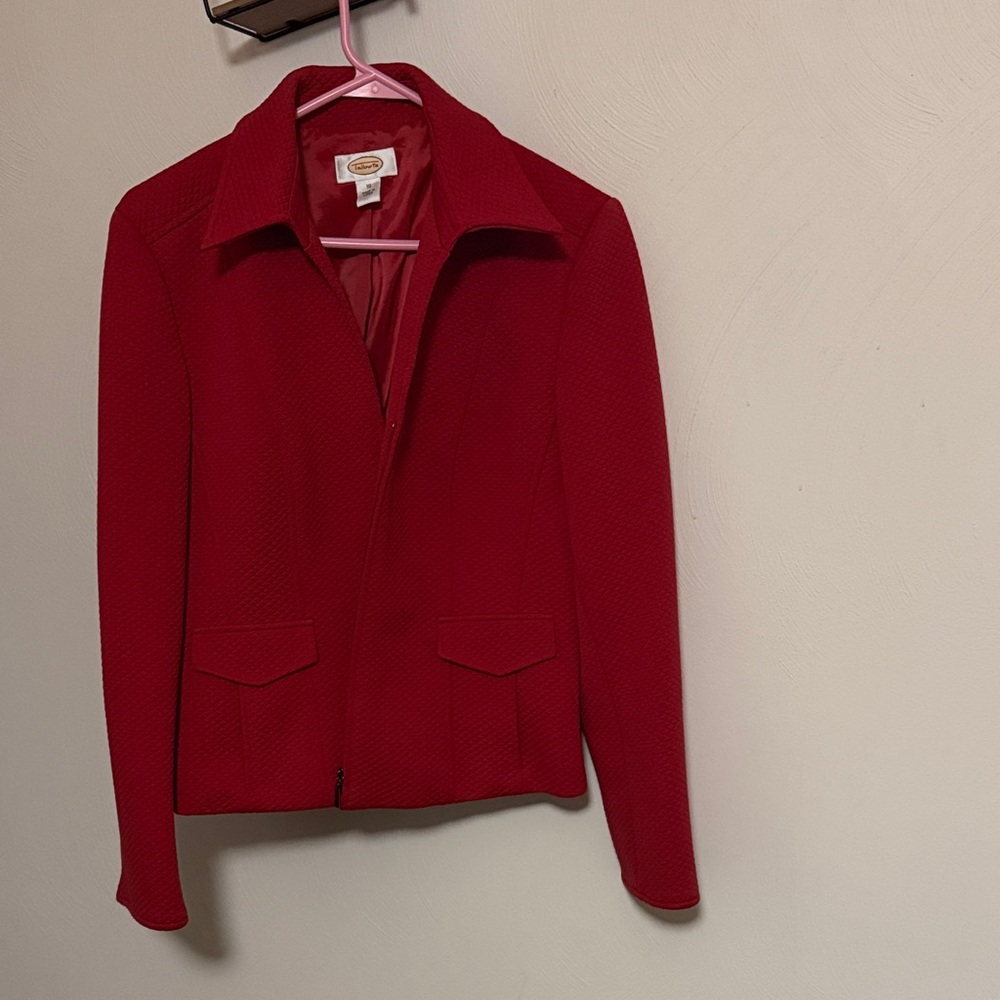 Talbots red women’s zip-front blazer jacket